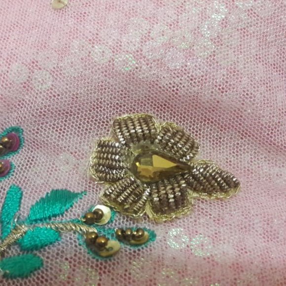 Bridesmaid pink  embroidered cape style frock - Picture 8 of 13